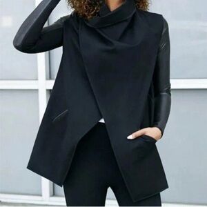 Spanx Black Draped Trench Coat Jacket with Thumb Holes – Size XS